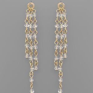 Bead Chain 3 Row Drop Earrings